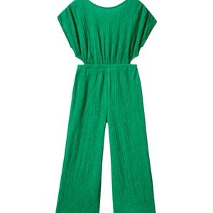 ZARA Girl's Green Textured Cut Out Jumpsuit - Size 10 (LIKE NEW!)